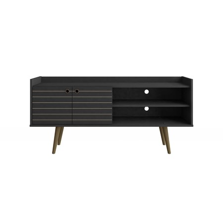 MANHATTAN COMFORT Bogart TV Stand in Black and Nature 257BMC8